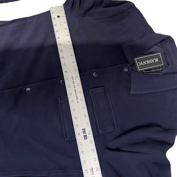 Blank NYC Jacket Men’s L Navy Blue Twill Shacket Snap Button Chest Pocket - Picture 6 of 16